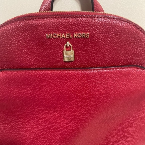 Michael Kors Emmy Dome large red leather backpack with adjustable straps EUC main image 10